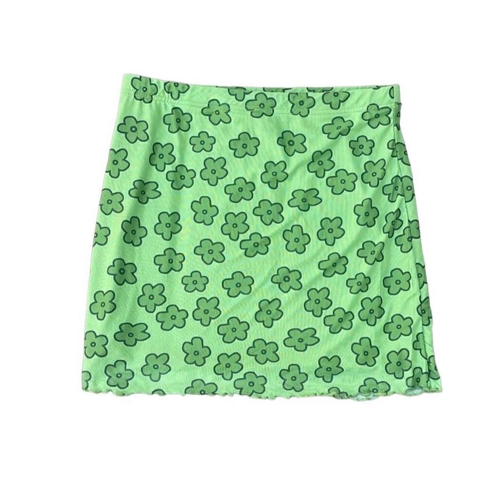 Lettuce Trim Green Mini Skirt Large